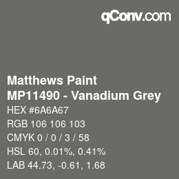 カラーコード: Matthews Paint - MP11490 - Vanadium Grey | qconv.com
