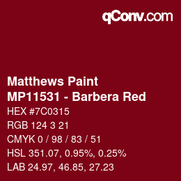 Color code: Matthews Paint - MP11531 - Barbera Red | qconv.com