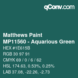 Color code: Matthews Paint - MP11560 - Aquarious Green | qconv.com