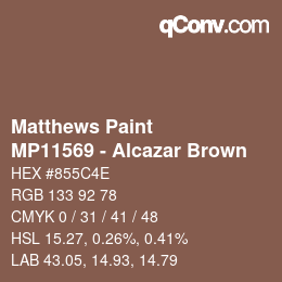 Code couleur: Matthews Paint - MP11569 - Alcazar Brown | qconv.com