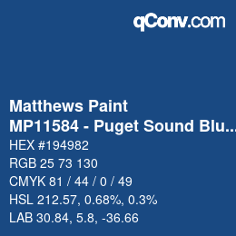 Código de color: Matthews Paint - MP11584 - Puget Sound Blue | qconv.com