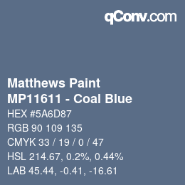 Color code: Matthews Paint - MP11611 - Coal Blue | qconv.com