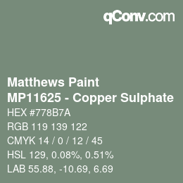 Color code: Matthews Paint - MP11625 - Copper Sulphate | qconv.com