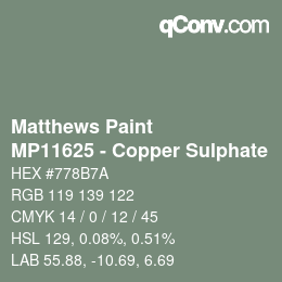 カラーコード: Matthews Paint - MP11625 - Copper Sulphate | qconv.com