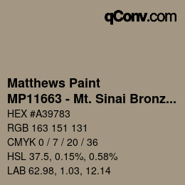Code couleur: Matthews Paint - MP11663 - Mt. Sinai Bronze | qconv.com