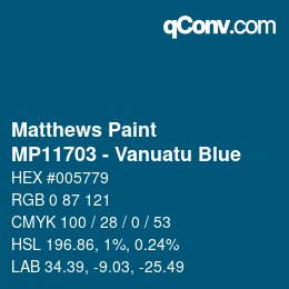 カラーコード: Matthews Paint - MP11703 - Vanuatu Blue | qconv.com