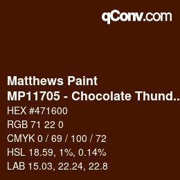 Color code: Matthews Paint - MP11705 - Chocolate Thunder | qconv.com