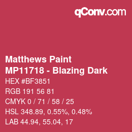 カラーコード: Matthews Paint - MP11718 - Blazing Dark | qconv.com