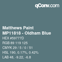 カラーコード: Matthews Paint - MP11818 - Oldham Blue | qconv.com