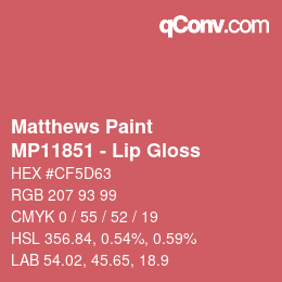 Color code: Matthews Paint - MP11851 - Lip Gloss | qconv.com