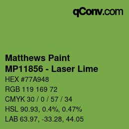 Color code: Matthews Paint - MP11856 - Laser Lime | qconv.com