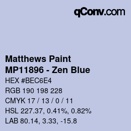 カラーコード: Matthews Paint - MP11896 - Zen Blue | qconv.com