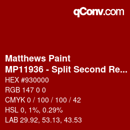 Color code: Matthews Paint - MP11936 - Split Second Red | qconv.com