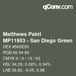 カラーコード: Matthews Paint - MP11953 - San Diego Green | qconv.com