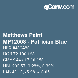Code couleur: Matthews Paint - MP12008 - Patrician Blue | qconv.com