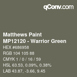 カラーコード: Matthews Paint - MP12120 - Warrior Green | qconv.com