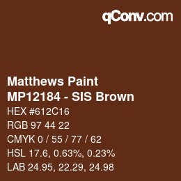 Color code: Matthews Paint - MP12184 - SIS Brown | qconv.com