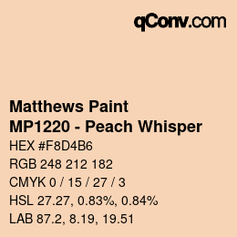 カラーコード: Matthews Paint - MP1220 - Peach Whisper | qconv.com