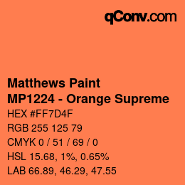 カラーコード: Matthews Paint - MP1224 - Orange Supreme | qconv.com