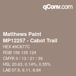 Color code: Matthews Paint - MP12257 - Cabot Trail | qconv.com