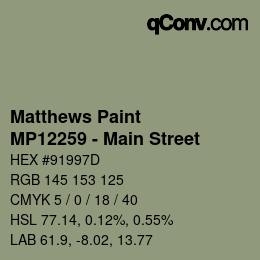 カラーコード: Matthews Paint - MP12259 - Main Street | qconv.com