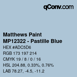 Color code: Matthews Paint - MP12322 - Pastille Blue | qconv.com