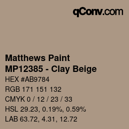 Código de color: Matthews Paint - MP12385 - Clay Beige | qconv.com
