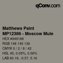 Color code: Matthews Paint - MP12386 - Moscow Mule | qconv.com