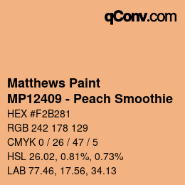 Color code: Matthews Paint - MP12409 - Peach Smoothie | qconv.com