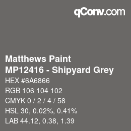 Farbcode: Matthews Paint - MP12416 - Shipyard Grey | qconv.com