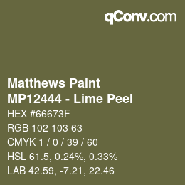 Color code: Matthews Paint - MP12444 - Lime Peel | qconv.com