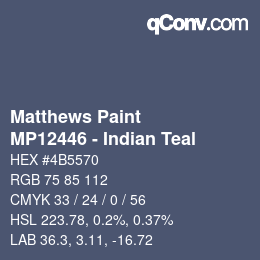 カラーコード: Matthews Paint - MP12446 - Indian Teal | qconv.com