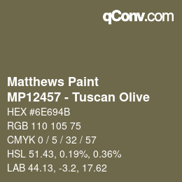 Color code: Matthews Paint - MP12457 - Tuscan Olive | qconv.com
