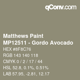 Color code: Matthews Paint - MP12511 - Gordo Avocado | qconv.com