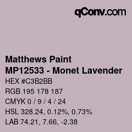 Color code: Matthews Paint - MP12533 - Monet Lavender | qconv.com