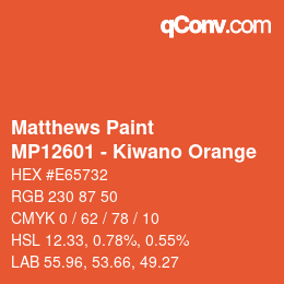 Color code: Matthews Paint - MP12601 - Kiwano Orange | qconv.com