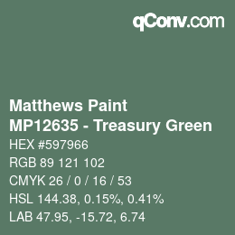 カラーコード: Matthews Paint - MP12635 - Treasury Green | qconv.com