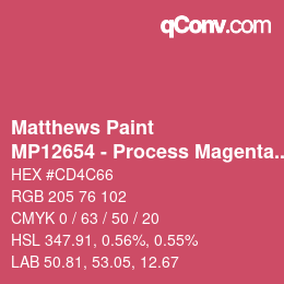 カラーコード: Matthews Paint - MP12654 - Process Magenta U | qconv.com