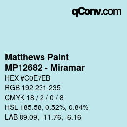 カラーコード: Matthews Paint - MP12682 - Miramar | qconv.com
