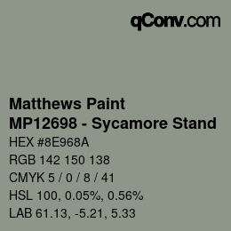 Color code: Matthews Paint - MP12698 - Sycamore Stand | qconv.com