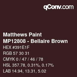 Código de color: Matthews Paint - MP12808 - Bellaire Brown | qconv.com