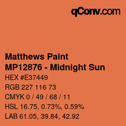 カラーコード: Matthews Paint - MP12876 - Midnight Sun | qconv.com