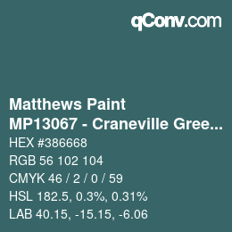 Code couleur: Matthews Paint - MP13067 - Craneville Green | qconv.com