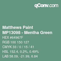 Color code: Matthews Paint - MP13098 - Mentha Green | qconv.com