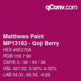 Color code: Matthews Paint - MP13183 - Goji Berry | qconv.com