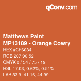 カラーコード: Matthews Paint - MP13189 - Orange Cowry | qconv.com