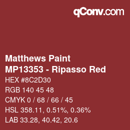 Color code: Matthews Paint - MP13353 - Ripasso Red | qconv.com