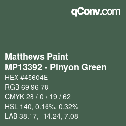 カラーコード: Matthews Paint - MP13392 - Pinyon Green | qconv.com