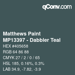Código de color: Matthews Paint - MP13397 - Dabbler Teal | qconv.com