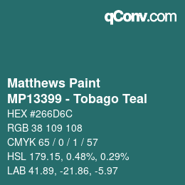 Code couleur: Matthews Paint - MP13399 - Tobago Teal | qconv.com